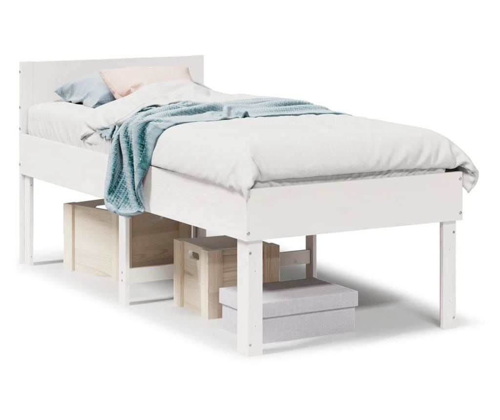 fehér tömör fenyőfa ágy matrac nélkül 90 x 200 cm - 2