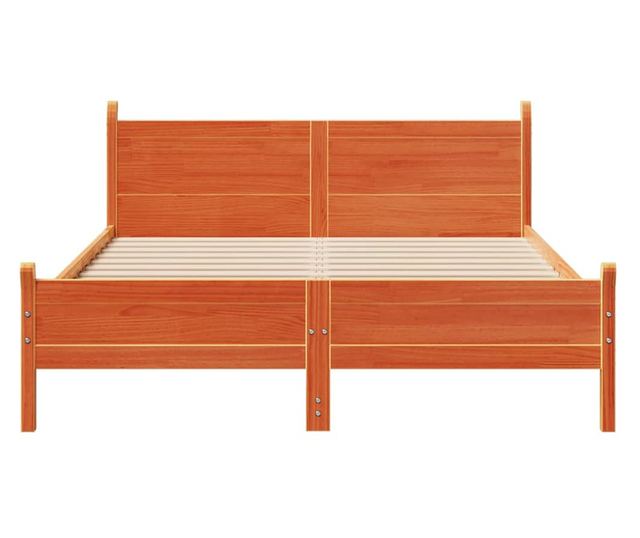 viaszbarna tömör fenyőfa ágy matrac nélkül 135 x 190 cm