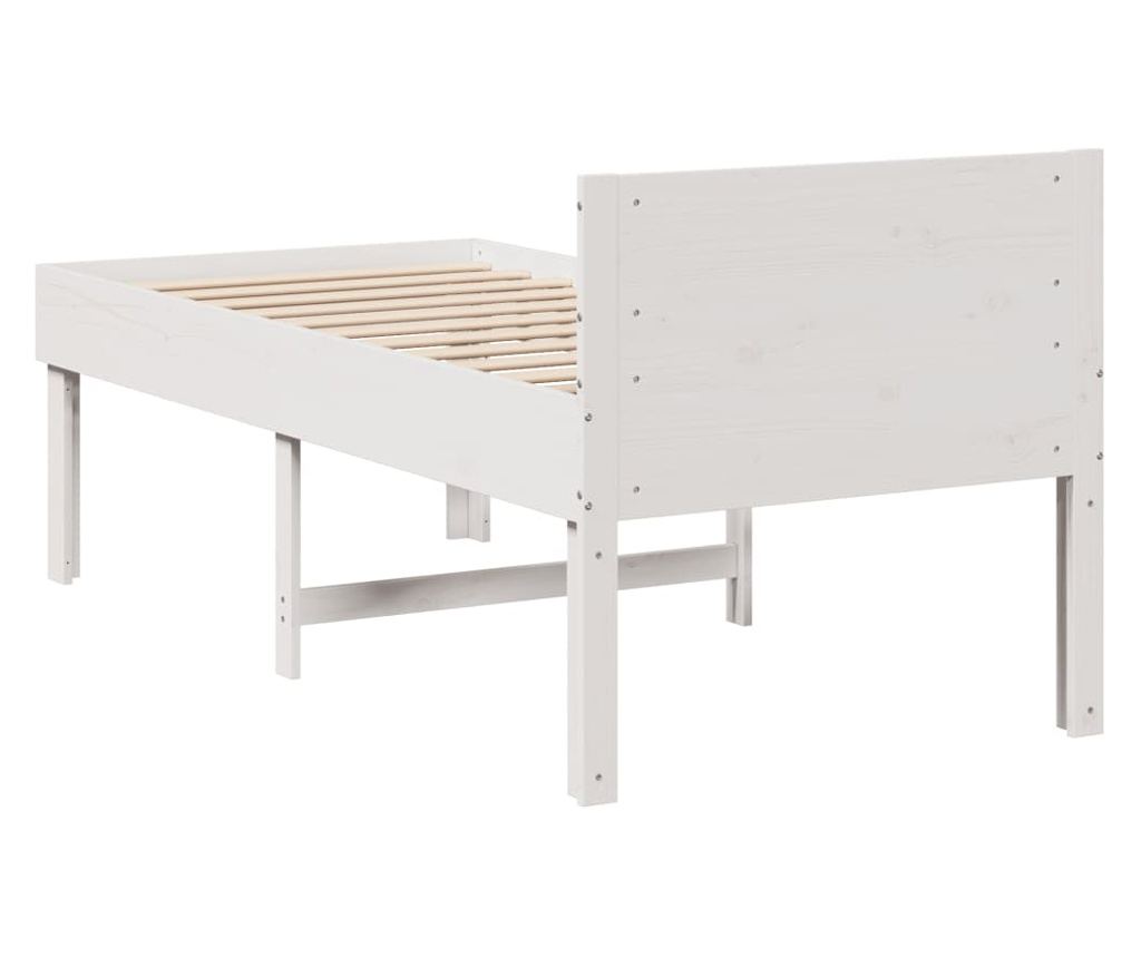 fehér tömör fenyőfa ágy matrac nélkül 75 x 190 cm - 6
