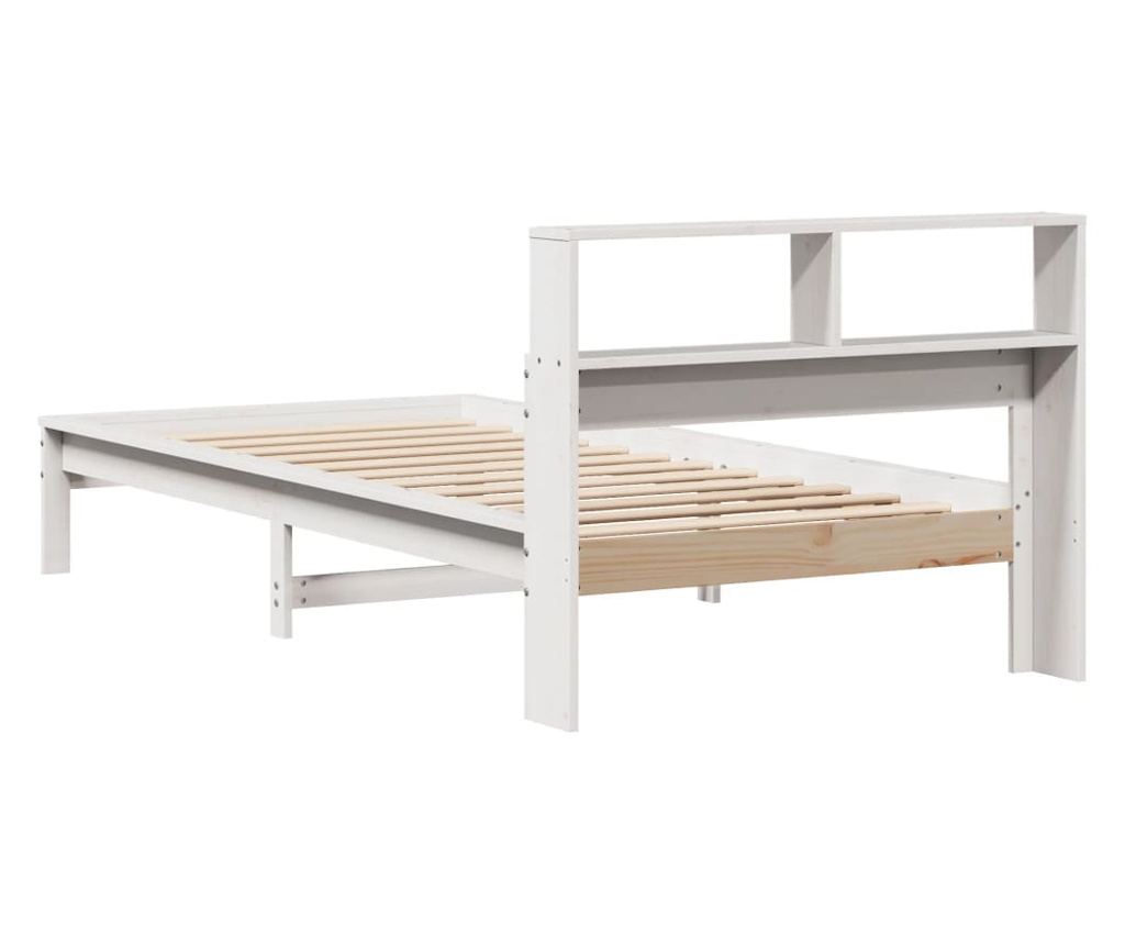 fehér tömör fenyőfa könyvespolcos ágy matrac nélkül 90 x 190 cm - 6