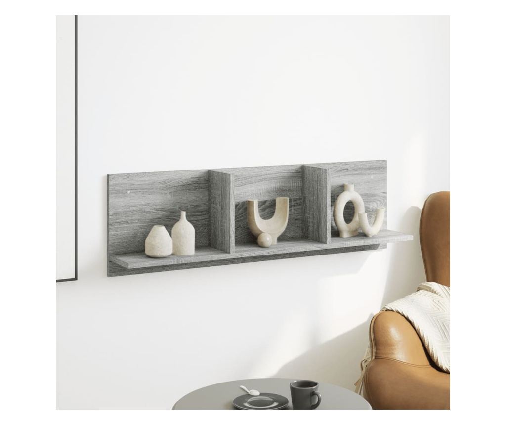 szürke sonoma színű szerelt fa faliszekrény 100 x 16,5 x 30 cm - 3