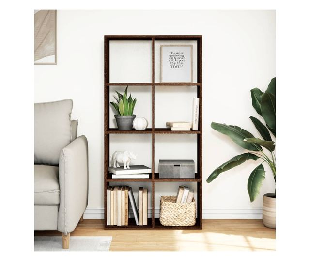 barna tölgy szerelt fa elválasztó könyvespolc 69,5x29x137,5 cm