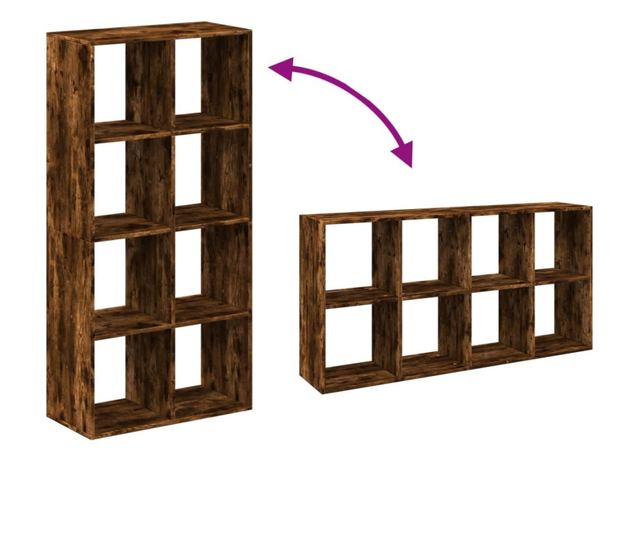 füstös tölgy szerelt fa elválasztó könyvespolc 69,5x29x137,5 cm