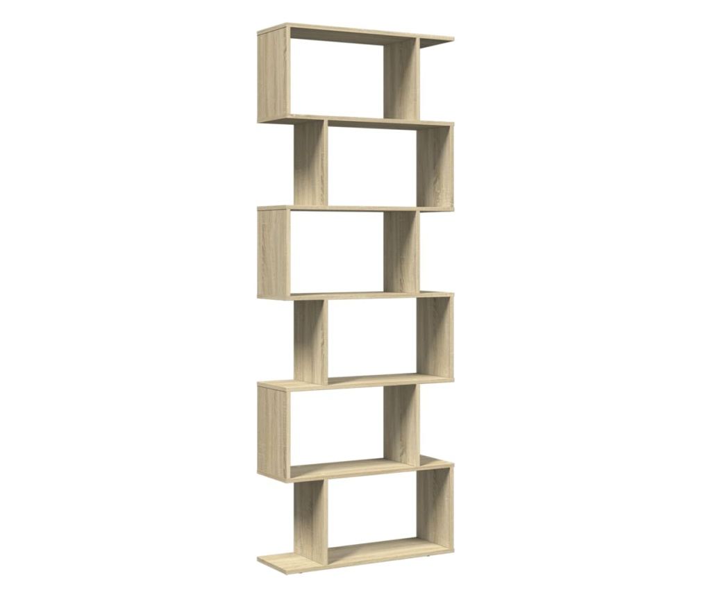 6 szintes sonoma tölgy fa elválasztó könyvespolc 70x24x193 cm - 2