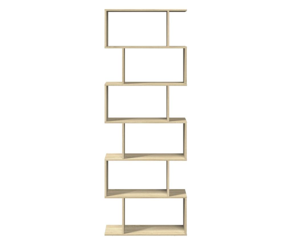 6 szintes sonoma tölgy fa elválasztó könyvespolc 70x24x193 cm - 5
