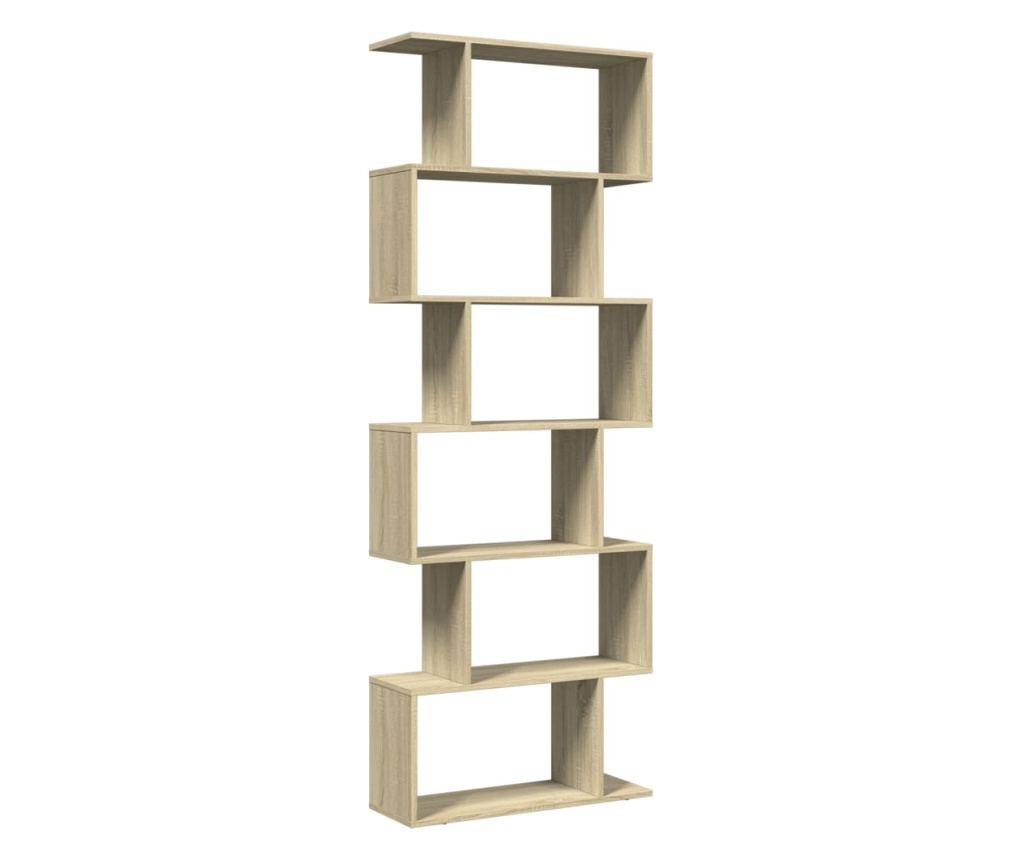 6 szintes sonoma tölgy fa elválasztó könyvespolc 70x24x193 cm - 7