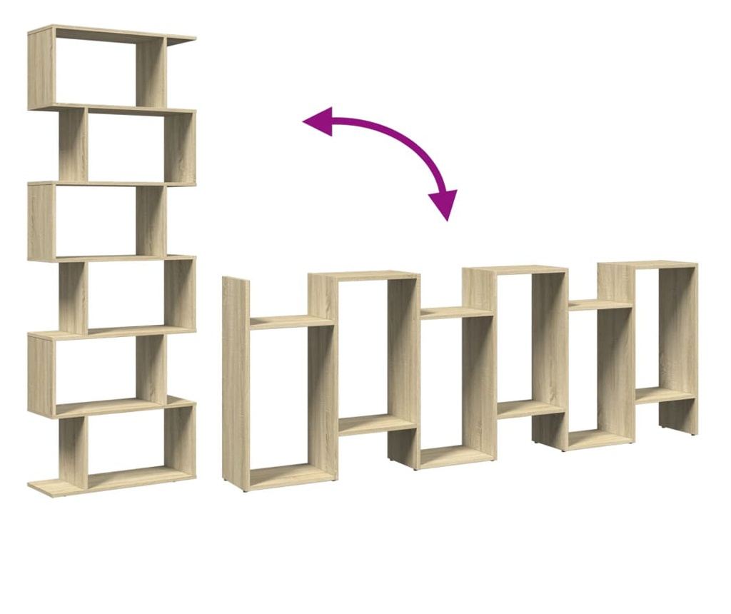 6 szintes sonoma tölgy fa elválasztó könyvespolc 70x24x193 cm - 8