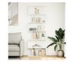 6 szintes fehér szerelt fa elválasztó könyvespolc 70x24x193 cm