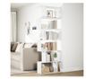 6 szintes fehér szerelt fa elválasztó könyvespolc 70x24x193 cm
