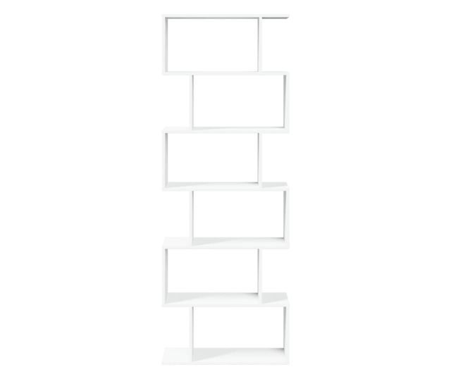 6 szintes fehér szerelt fa elválasztó könyvespolc 70x24x193 cm