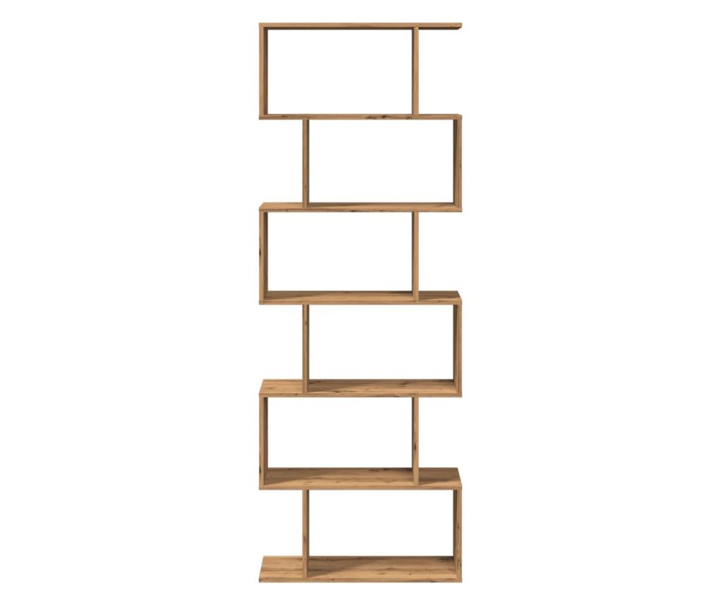 6 szintes kézműves tölgy fa elválasztó könyvespolc 70x24x193 cm - 5