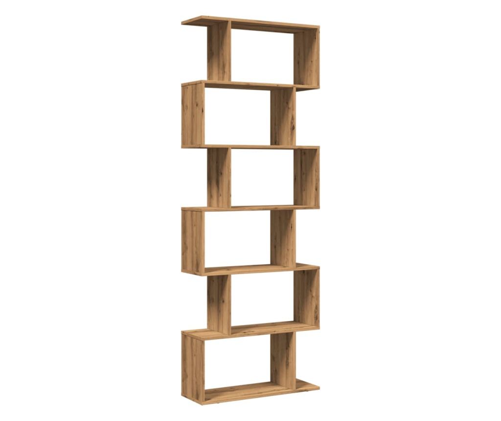 6 szintes kézműves tölgy fa elválasztó könyvespolc 70x24x193 cm - 7