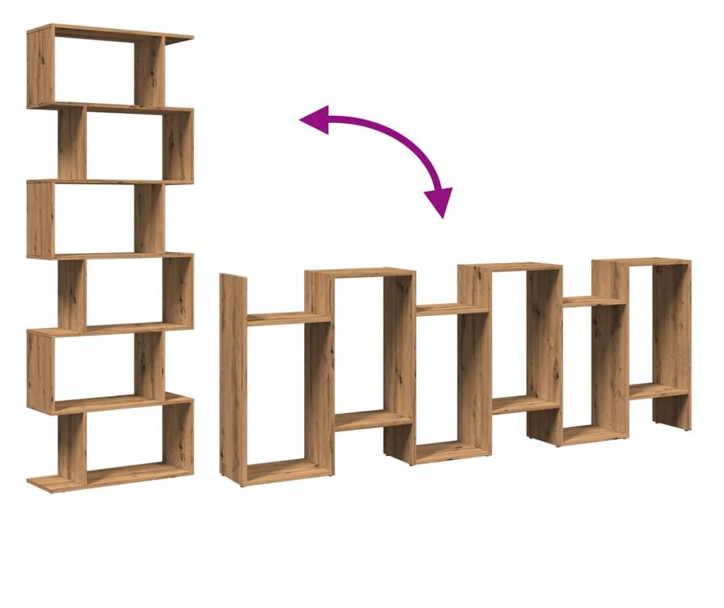 6 szintes kézműves tölgy fa elválasztó könyvespolc 70x24x193 cm - 8