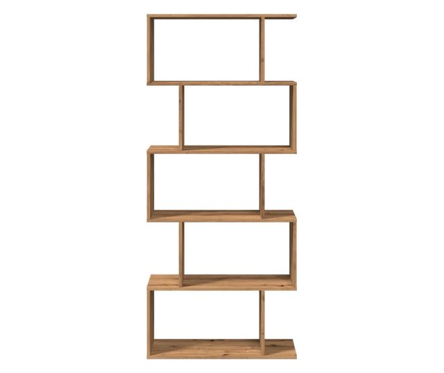 5 szintes kézműves tölgy fa elválasztó könyvespolc 70x24x161 cm