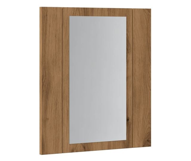 kézműves tölgy szerelt fa tükrös szekrény LED-del 40x12x45 cm