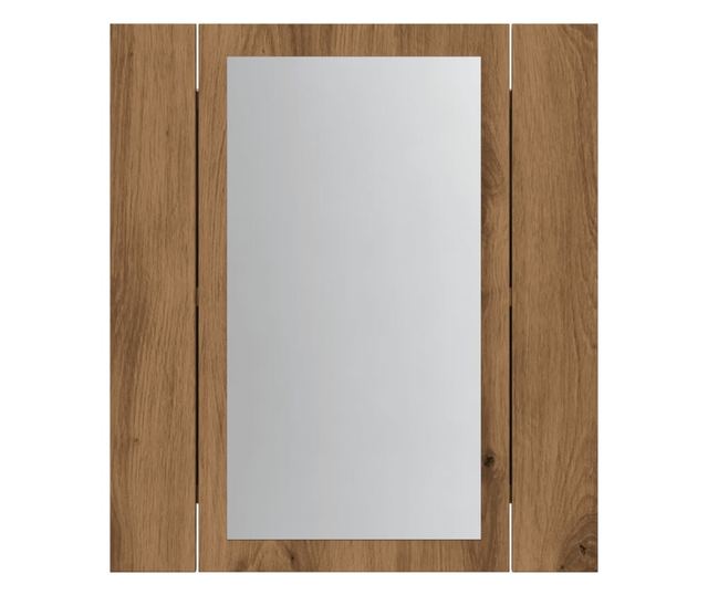 kézműves tölgy szerelt fa tükrös szekrény LED-del 40x12x45 cm