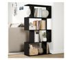 4 szintes fekete szerelt fa elválasztó könyvespolc 70x24x129 cm
