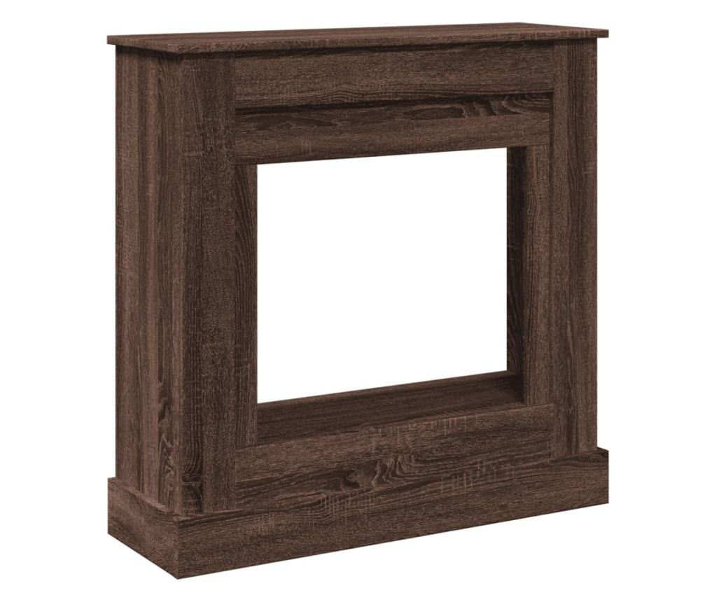 barna tölgy színű szerelt fa kandallóburkolat 90 x 30 x 90 cm - 2