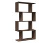 4 szintes barna tölgy fa elválasztó könyvespolc 70x24x129 cm