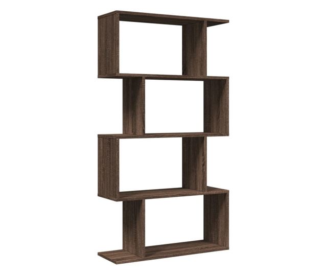 4 szintes barna tölgy fa elválasztó könyvespolc 70x24x129 cm