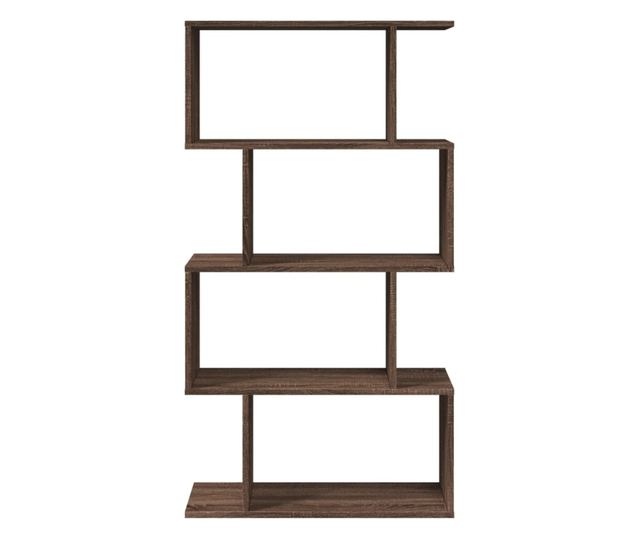 4 szintes barna tölgy fa elválasztó könyvespolc 70x24x129 cm