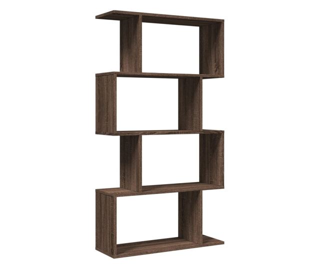 4 szintes barna tölgy fa elválasztó könyvespolc 70x24x129 cm