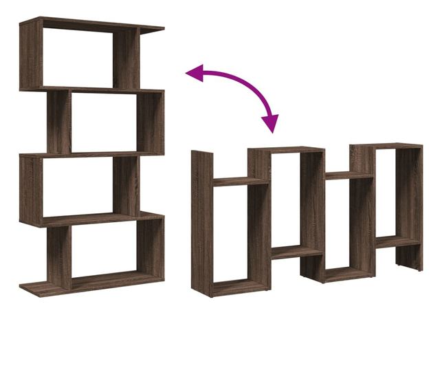 4 szintes barna tölgy fa elválasztó könyvespolc 70x24x129 cm