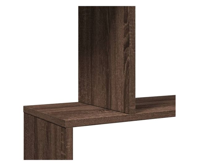 4 szintes barna tölgy fa elválasztó könyvespolc 70x24x129 cm