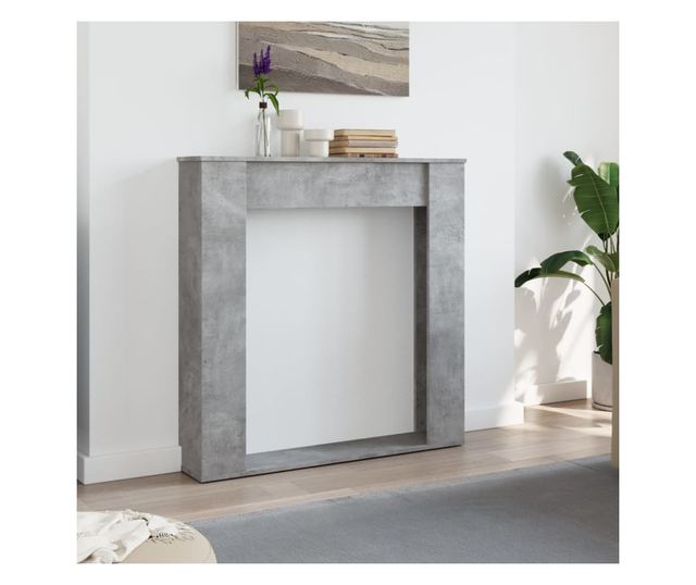 betonszürke szerelt fa kandallóburkolat 100 x 20 x 100 cm