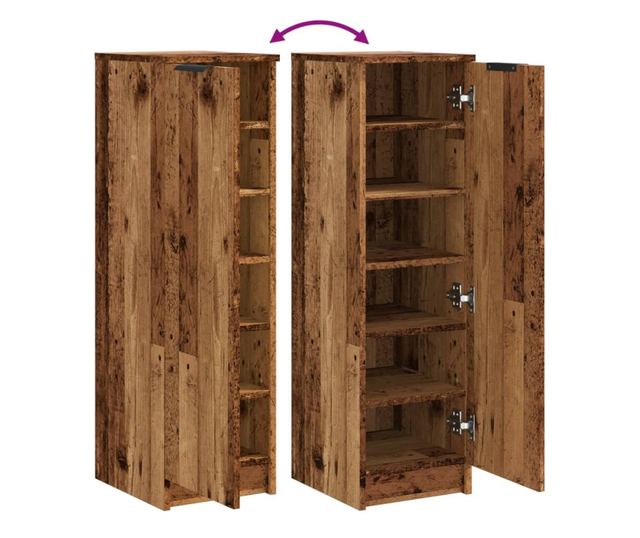 antik fa színű szerelt fa cipőszekrény 29,5 x 35 x 100,5 cm