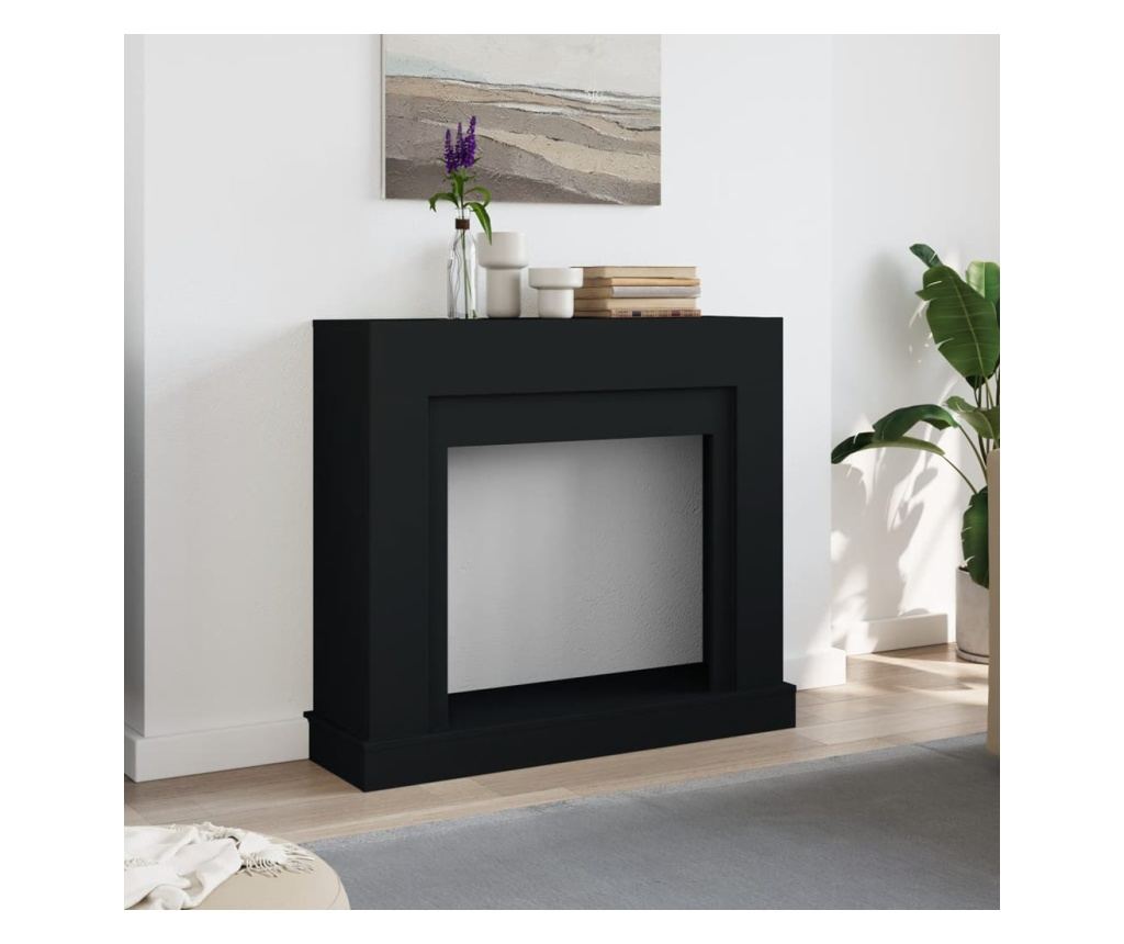 fekete szerelt fa kandallóburkolat 100 x 30 x 87,5 cm - 3