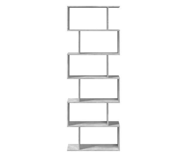 6 szintes betonszürke fa térelválasztó könyvespolc 70x24x193 cm