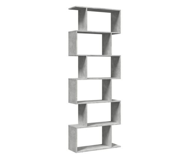 6 szintes betonszürke fa térelválasztó könyvespolc 70x24x193 cm