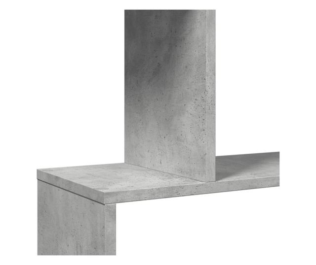 6 szintes betonszürke fa térelválasztó könyvespolc 70x24x193 cm