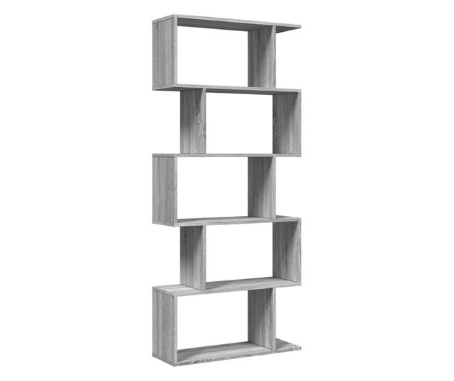 5 szintes szürke sonoma fa elválasztó könyvespolc 70x24x161 cm