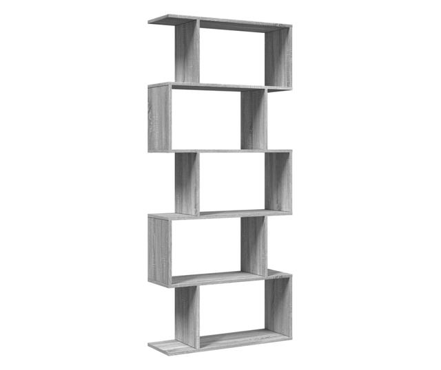 5 szintes szürke sonoma fa elválasztó könyvespolc 70x24x161 cm