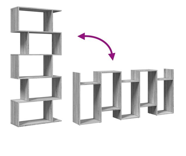 5 szintes szürke sonoma fa elválasztó könyvespolc 70x24x161 cm