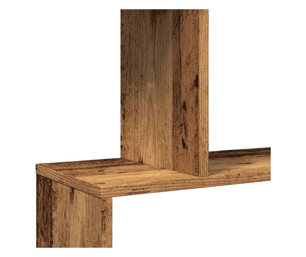 5 szintes antik fa színű fa elválasztó könyvespolc 70x24x161 cm - 9