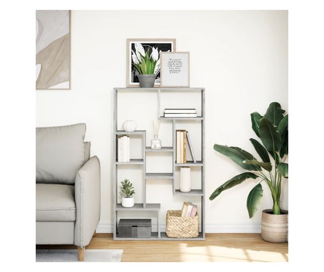 szürke sonoma színű szerelt fa könyvespolc 72 x 20 x 120 cm