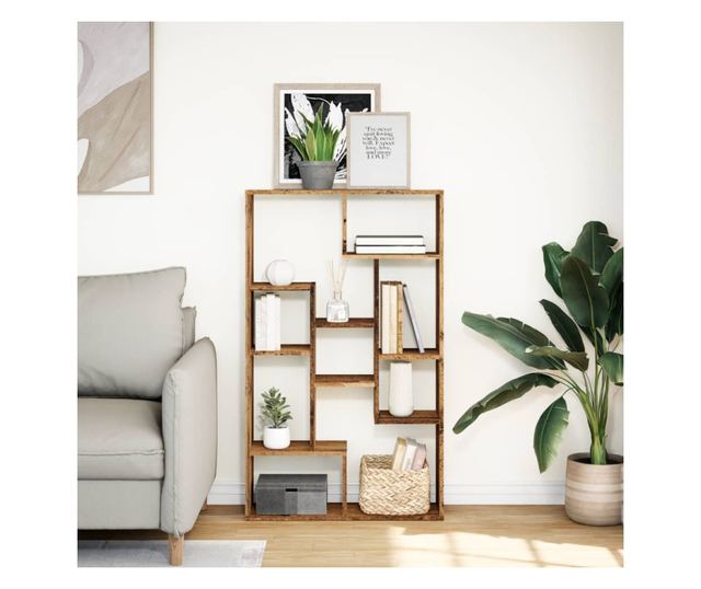 antik fa színű szerelt fa könyvszekrény 72 x 20 x 120 cm