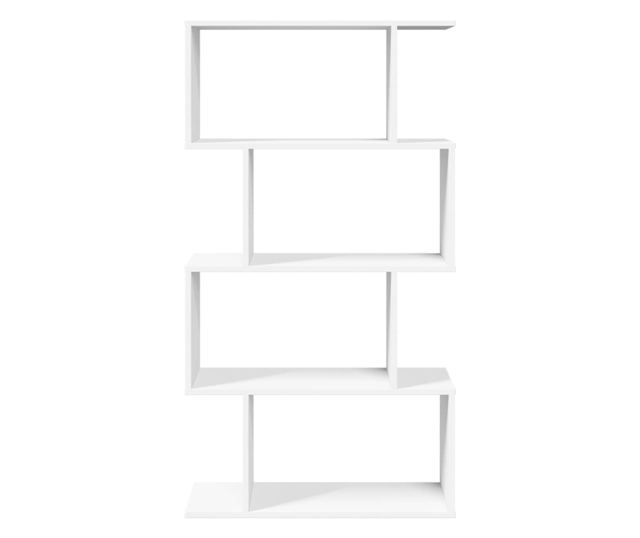 4 szintes fehér szerelt fa elválasztó könyvespolc 70x24x129 cm