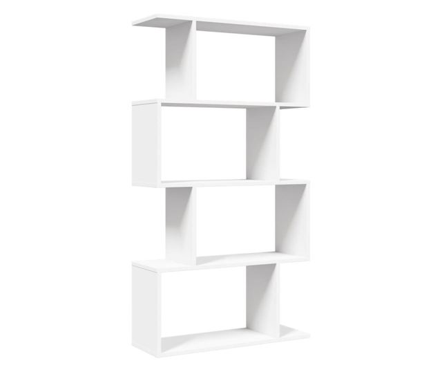 4 szintes fehér szerelt fa elválasztó könyvespolc 70x24x129 cm