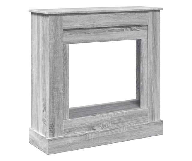 szürke sonoma színű szerelt fa kandallóburkolat 90 x 30 x 90 cm