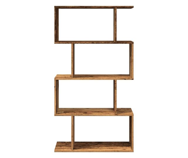 4 szintes antik fa színű fa elválasztó könyvespolc 70x24x129 cm