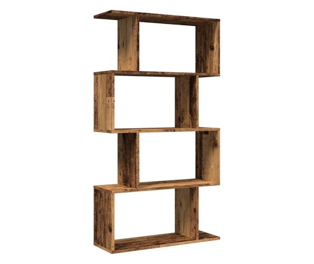 4 szintes antik fa színű fa elválasztó könyvespolc 70x24x129 cm