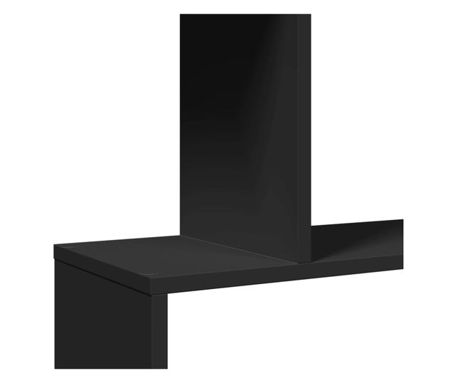 4 szintes fekete szerelt fa elválasztó könyvespolc 70x24x129 cm