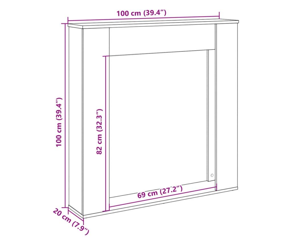 szürke sonoma színű szerelt fa kandallóburkolat 100x20x100 cm - 9