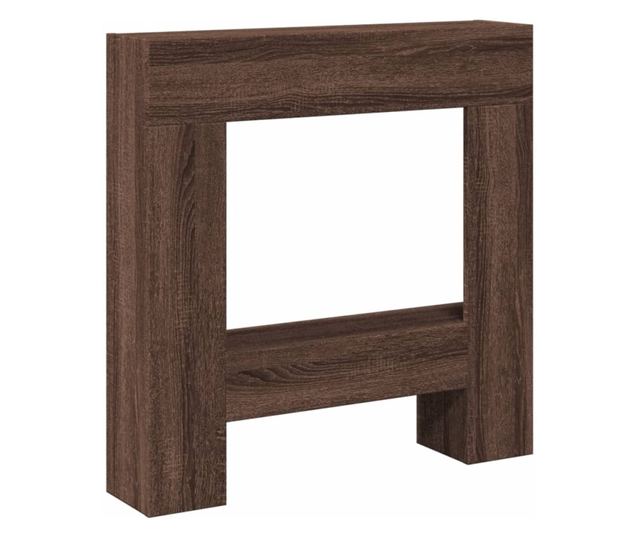 barna tölgy színű szerelt fa kandallóburkolat 81 x 18 x 82 cm