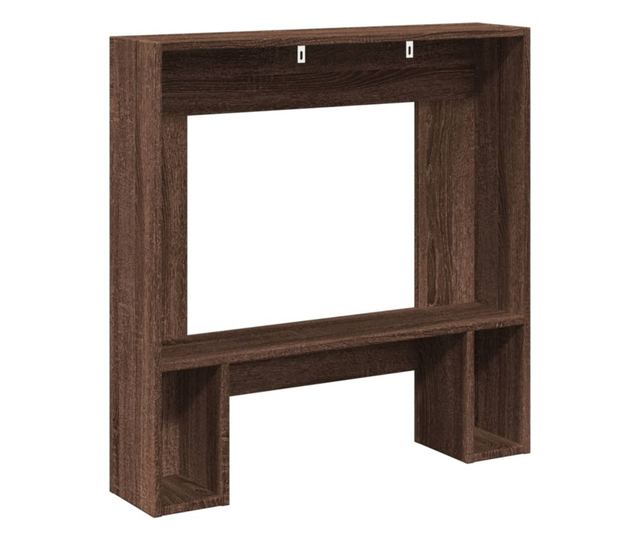 barna tölgy színű szerelt fa kandallóburkolat 81 x 18 x 82 cm