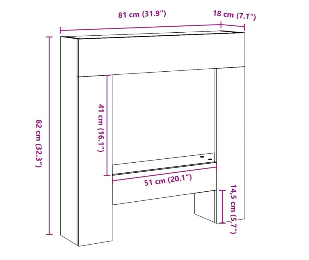 antik fa színű szerelt fa kandallóburkolat 81 x 18 x 82 cm - 9